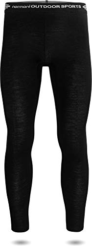 normani Herren Merino Unterhose Thermounterwäsche Funktionshose Lang Baselayer Leggins Ski-Winterhose - 100% Merinowolle 200 g/m² Farbe Dunkelschwarz Größe 3XL/58 von normani