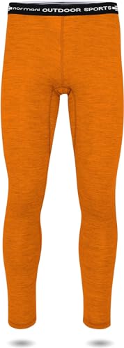 normani Herren Merino Unterhose Thermounterwäsche Funktionshose Lang Baselayer Leggins Ski-Winterhose - 100% Merinowolle 200 g/m² Farbe Orange Größe M/50 von normani