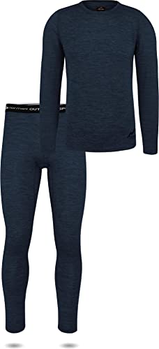 normani Herren Merino Unterwäsche-Set Garnitur (Unterhemd und Unterhose) 100% Merinowolle Thermounterwäsche Ski-Funktionsunterwäsche Farbe Navy Größe L/52 von normani