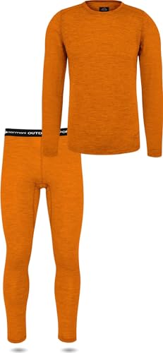 normani Herren Merino Unterwäsche-Set Garnitur (Unterhemd und Unterhose) 100% Merinowolle Thermounterwäsche Ski-Funktionsunterwäsche Farbe Orange Größe 3XL/58 von normani
