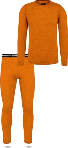 normani Herren Merino Unterwäsche-Set Garnitur (Unterhemd und Unterhose) 100% Merinowolle Thermounterwäsche Ski-Funktionsunterwäsche Farbe Orange Größe M/50 von normani