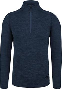 normani Herren Premium Merino Outdoor Langarm-Shirt Longsleeve mit Reißverschluss, 100% Merinowolle Pullover mit 1/4 Zip Farbe Navy Größe 3XL/58 von normani
