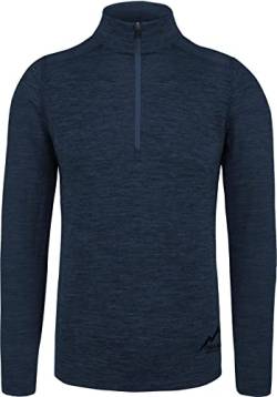 normani Herren Premium Merino Outdoor Langarm-Shirt Longsleeve mit Reißverschluss, 100% Merinowolle Pullover mit 1/4 Zip Farbe Navy Größe XXL/56 von normani