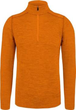 normani Herren Premium Merino Outdoor Langarm-Shirt Longsleeve mit Reißverschluss, 100% Merinowolle Pullover mit 1/4 Zip Farbe Orange Größe L/52 von normani