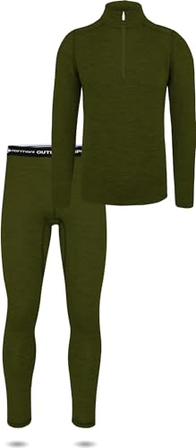 normani Herren Thermounterwäsche-Set 100% Merinowolle Pullover mit YKK-Reißverschluss und Thermounterhose Farbe Grün Größe 6XL von normani