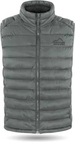 normani Herren Wattierte Steppweste winddichter Bodywarmer Winterweste Outdoor-Funktionsweste Ärmellos mit Stehkragen und Reißverschlussseitentaschen Farbe Hellgrau Größe L/52 von normani