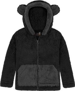 normani Kinder Baby Teddyjacke Fleecejacke Sherpajacke Kapuzenjacke Kapuzenjacke mit Ohren für Junge und Mädchen Farbe Schwarz Größe 12-18 Monate von normani