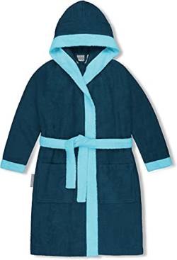 normani Kinder-Bademantel aus 100% Bio-Baumwolle mit Kapuze | Mit oder ohne Tierbestickung Farbe Blau Größe 110/116 von normani