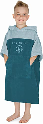 normani Kinder Badeponcho - Badehandtuch aus 100% Bio-Baumwolle - Surfer Poncho für Jungen und Mädchen 0-13 Jahren Farbe Dunkelblau Größe 0-2 Jahre von normani