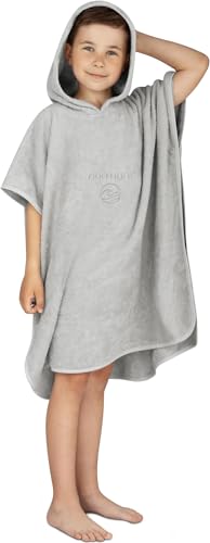 normani Kinder Surfponcho - Strandponcho - Badeponcho aus 80% recyceltem Polyester Handtuch Cape Badetuch mit Kapuze für Jungen und Mädchen ab 2 Jahren Farbe Grau Größe 60 x 60 cm von normani