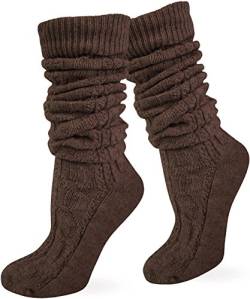 normani Kurze oder Lange Trachtensocken Trachtenstrümpfe Zopf Muster Socken meliert Farbe Braun extra lang Größe 39/42 von normani