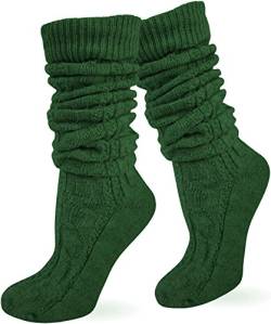 normani Kurze oder Lange Trachtensocken Trachtenstrümpfe Zopf Muster Socken meliert Farbe Jagdgrün extra lang Größe 35/38 von normani