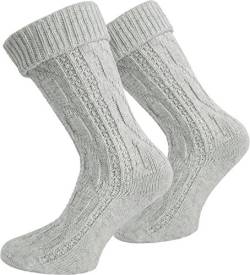 normani Kurze oder Lange Trachtensocken Trachtenstrümpfe Zopf Muster Socken meliert Farbe Silbermelange Größe 47/50 von normani