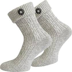 normani Kurze oder Lange Trachtensocken Trachtenstrümpfe Zopf Muster Socken meliert Farbe Silbermelange mit Trachten-Knopf Größe 39/42 von normani