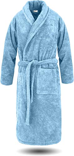 normani Luxus Bademantel | Saunamantel Flee 450 g/sm aus 100% Baumwolle für Damen und Herren in XS-6XL Farbe Hellblau Größe 7XL von normani