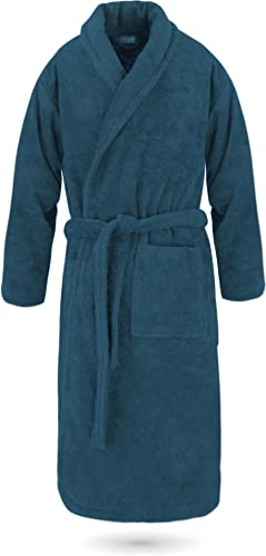 normani Luxus Bademantel | Saunamantel Flee 450 g/sm aus 100% Baumwolle für Damen und Herren in XS-6XL Farbe Marine Größe L von normani