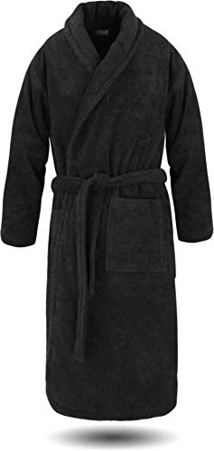 normani Luxus Bademantel | Saunamantel Flee 450 g/sm aus 100% Baumwolle für Damen und Herren in XS-6XL Farbe Schwarz Größe 4XL von normani