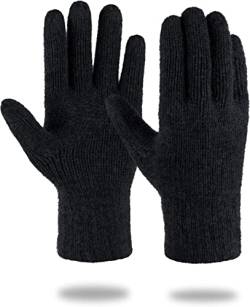 normani Merinohandschuhe Wollhandschuhe Outdoor Winterhandschuhe Strickhandschuhe Fingerhandschuhe aus 100% Merinowolle für Damen und Herren Farbe Dunkelschwarz Größe S/M von normani