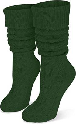 normani Oktoberfest Trachtensocken Kniebundhosenstrümpfe Natur mit Leinen Farbe Jagdgrün lang Größe 39/42 von normani