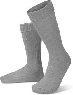 normani Oktoberfest Trachtensocken Kniebundhosenstrümpfe Natur mit Leinen Farbe Silbermelange kurz Größe 43/46 von normani