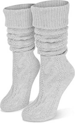 normani Oktoberfest Trachtensocken Kniebundhosenstrümpfe Natur mit Leinen Farbe Weiß lang Größe 35/38 von normani