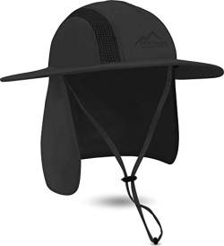 normani Outdoor Sports Sonnenhut Buschhut Outdoor Schlapphut mit Nackenschutz und atmungsaktves Mesh-Gewebe [UV-Schutz 40+] Farbe Schwarz Größe L/59 von normani