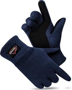 normani Strick Fingerhandschuhe mit Thinsulatefütterung Winterhandschuhe Farbe Navy mit Silikonhandfläche Größe 3XL von normani