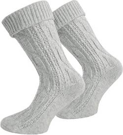 normani Trachten-Umschlagsocken im Landhaus-Stil - mit aufwändiger Applikation Farbe Silbermelange Größe 43/46 von normani