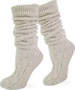normani Trachtenstrümpfe, Socken, Kniestrümpfe mit Zopfmuster Farbe Naturmelange extra lang Größe 47/50 von normani