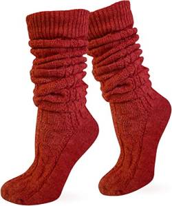 normani Trachtenstrümpfe, Socken, Kniestrümpfe mit Zopfmuster Farbe Rot extra lang Größe 39/42 von normani