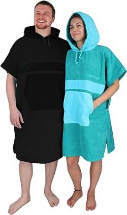 normani Unisex Badeponcho für Erwachsene | Handtuch-Poncho | Umzieh-Hilfe - Strand-Bademantel für Damen undund Herren aus 100% Baumwolle Farbe Schwarz Größe 150-173 cm von normani