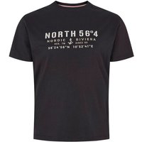 north 56 4 Print-Shirt Schwarzes North 56°4 T-Shirt in Übergrößen bis 10XL von north 56 4