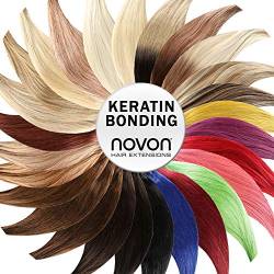 Keratin Bonding - # 1 - SCHWARZ - 50cm - 25 Strähnen - 1g - 100% Remy Echthaar Haarverlängerung U-Tip Extentions by NOVON Hair Extensions mit sehr hoher Qualität von novon