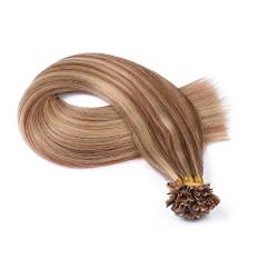 Keratin Bonding - # 18/24 GESTRÄHNT - 60cm - 25 Strähnen - 0,5g - 100% Remy Echthaar Haarverlängerung U-Tip Extensions sehr hohe Qualität by NOVON Hair Extention von novon