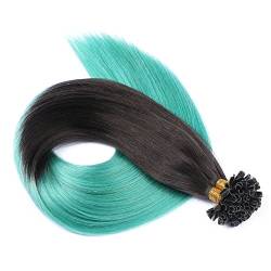 Keratin Bonding - # 1B/SKY OMBRE - 40cm - 25 Strähnen - 1g - 100% Remy Echthaar Haarverlängerung U-Tip Extensions sehr hohe Qualität by NOVON Hair Extention von novon