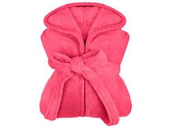 npluseins extra weicher Kapuzen-Bademantel aus Kuschelfleece - in modernen Farben und verschiedenen Größen - Unisex & wadenlang, S, pink von npluseins