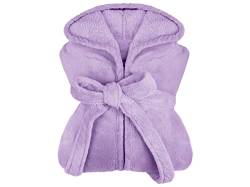 npluseins extra weicher Kapuzen-Bademantel aus Kuschelfleece - in modernen Farben und verschiedenen Größen - unisex & wadenlang, L, flieder von npluseins