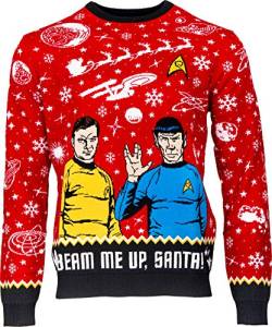 Numskull Unisex Weihnachtsmann Offizieller Star Trek Beam Me Up, Santa Strickpullover Weihnachtspullover X-Small-Ugly Novelty Christmas Sweater Geschenk, XS von numskull