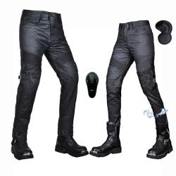 oFzimTo Motorradhose Herren/Damen, wasserdichte Beschichtung Motorrad Jeans mit Protektoren, Winterhose Stretch Motorradbekleidung (Schwarz-C,XL) von oFzimTo