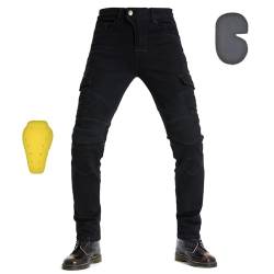 oFzimTo Motorradhose Herren mit Protektoren, Motorrad Jeans Herren, Klassisch Motorrad Hosen Herren, für Winter und Sommer Geeignet (Black,XL) von oFzimTo