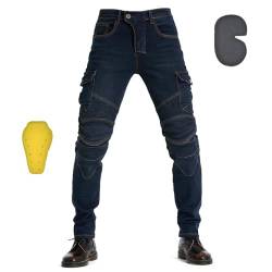 oFzimTo Motorradhose Herren mit Protektoren, Motorrad Jeans Herren, Klassisch Motorrad Hosen Herren, für Winter und Sommer Geeignet (Blue,3XL) von oFzimTo