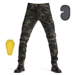 oFzimTo Motorradhose Herren mit Protektoren, Motorrad Jeans Herren, Klassisch Motorrad Hosen Herren, für Winter und Sommer Geeignet (Camouflage,L) von oFzimTo