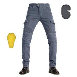 oFzimTo Motorradhose Herren mit Protektoren, Motorrad Jeans Herren, Klassisch Motorrad Hosen Herren, für Winter und Sommer Geeignet (pessimistisch,L) von oFzimTo