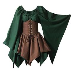 obaSeteck Halloween Kostüme für Frauen Mittelalterlich Viktorianisch Kleid Puffärmel Hoch Niedrig Ballkleid Gothic Renaissance Kleider (3XL, Z2) von obaSeteck