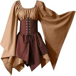obaSeteck Halloween Kostüme für Frauen Mittelalterlich Viktorianisch Kleid Puffärmel Hoch Niedrig Ballkleid Gothic Renaissance Kleider (4XL, Z3) von obaSeteck