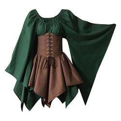 obaSeteck Halloween Kostüme für Frauen Mittelalterlich Viktorianisch Kleid Puffärmel Hoch Niedrig Ballkleid Gothic Renaissance Kleider (5XL, Z2) von obaSeteck