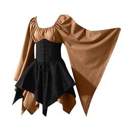 obaSeteck Halloween Kostüme für Frauen Mittelalterlich Viktorianisch Kleid Puffärmel Hoch Niedrig Ballkleid Gothic Renaissance Kleider (5XL, Z4) von obaSeteck