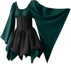 obaSeteck Halloween Kostüme für Frauen Mittelalterlich Viktorianisch Kleid Puffärmel Hoch Niedrig Ballkleid Gothic Renaissance Kleider (L, Z1) von obaSeteck