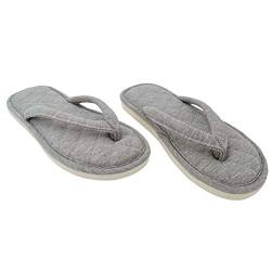 Ofoot Frauen Cosy Cotton Spa Tanga Flip Flops Hausschuhe, feuchtigkeitstransportierende Open Toe Slip On Dick Memory Foam Indoor-Schuhe Grau von ofoot