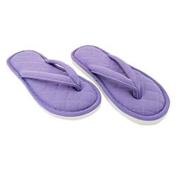 Ofoot Frauen Cosy Cotton Spa Tanga Flip Flops Hausschuhe, feuchtigkeitstransportierende Open Toe Slip On Dick Memory Foam Indoor-Schuhe Lila von ofoot